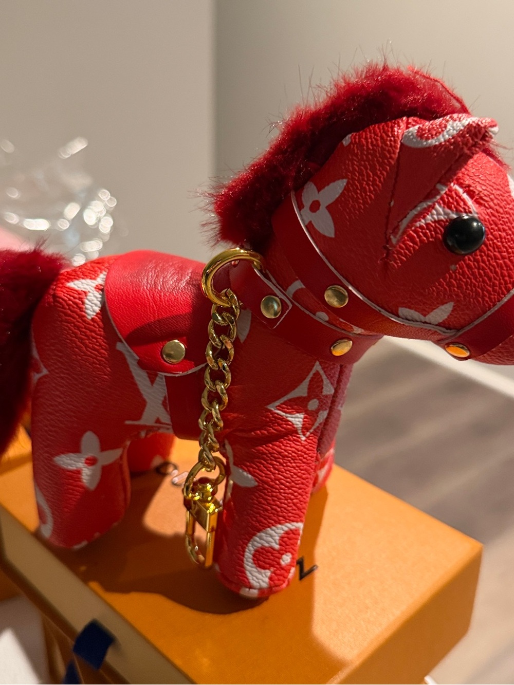 Red Plush Dog Keychain or Bag Charm